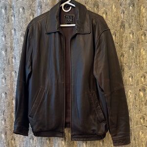 Jos. A. Bank Men's Brown Leather Bomber Jacket